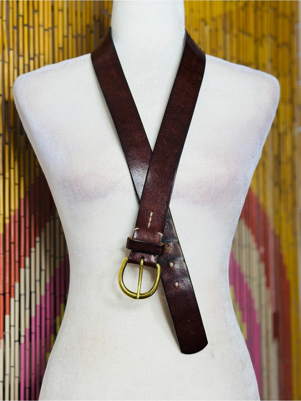 Vintage GAP Made in USA Leather Belt with Solid Brass Buckle